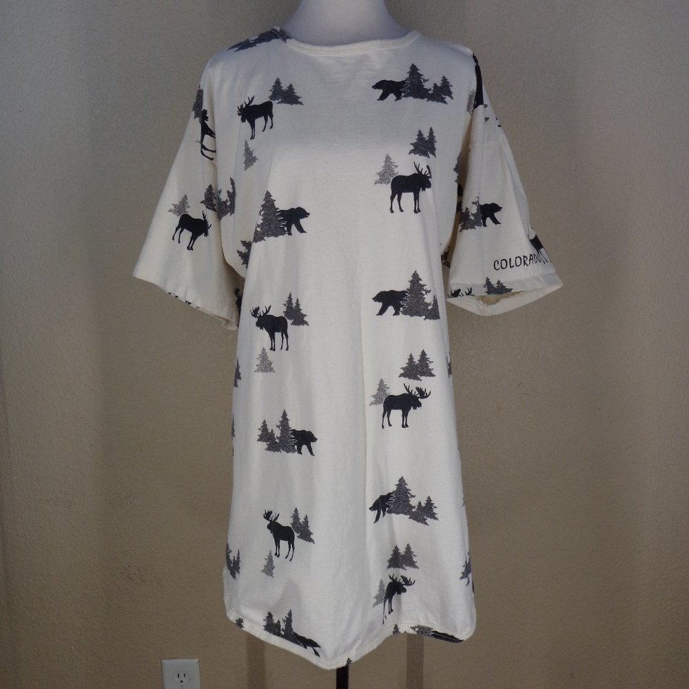 PRAIRSE MOUNTAIN VINTAGE MOOSE PRINT SHIRT UNISEX ONE SIZE FITS ALL
